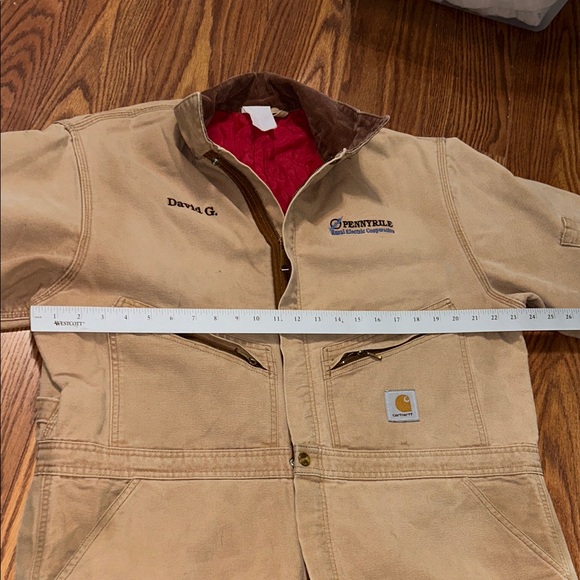 Vintage Carhartt Insulated Lined Winter Coveralls Size XXL 30L Regular Tan Brown - Picture 7 of 16